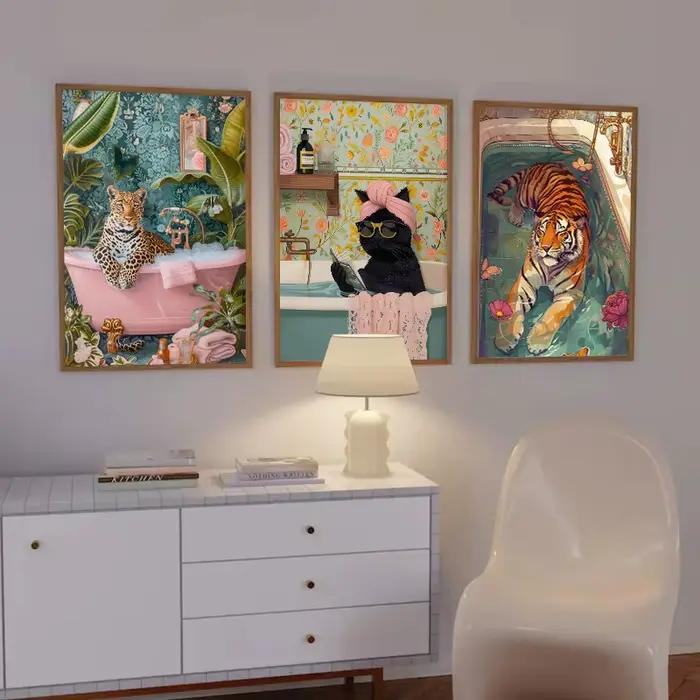 Toile de peinture esthétique de chat noir zèbre