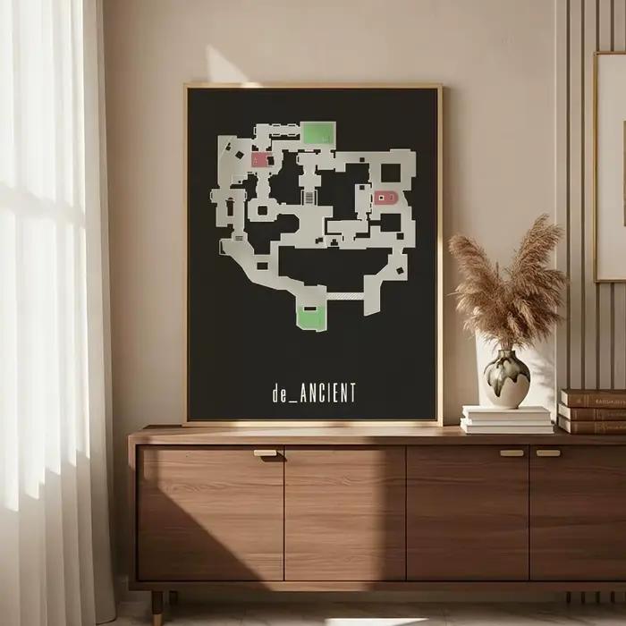 Affiche d'art sur toile de qualité supérieure, peinture murale neutre chic pour la décoration de la maison, CSGO Map Painting Calligraphy Gallery-Quality Canvas Art Poster