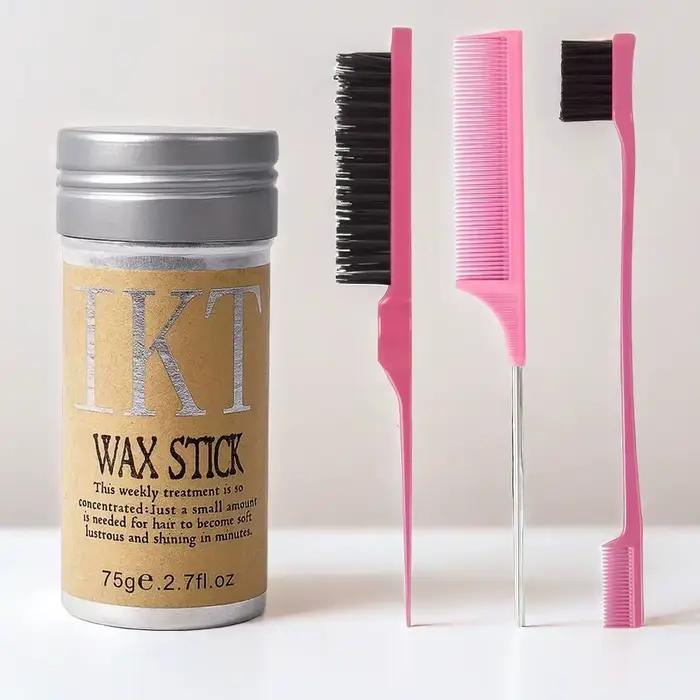 Bâton de cire pour cheveux pour enfants et femmes, avec brosses à dos lissé, pommade en Gel pour petites filles, accessoires de coiffure pour perruque