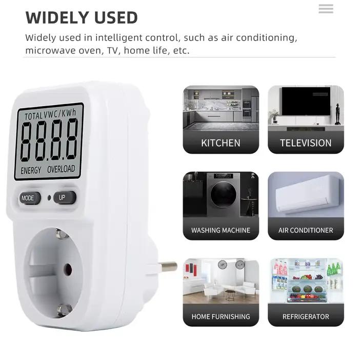 Compteur de puissance électrique, wattmètre LCD, prise de facturation, testeur électrique, prise de mesure, analyseur de puissance, prise EU FR