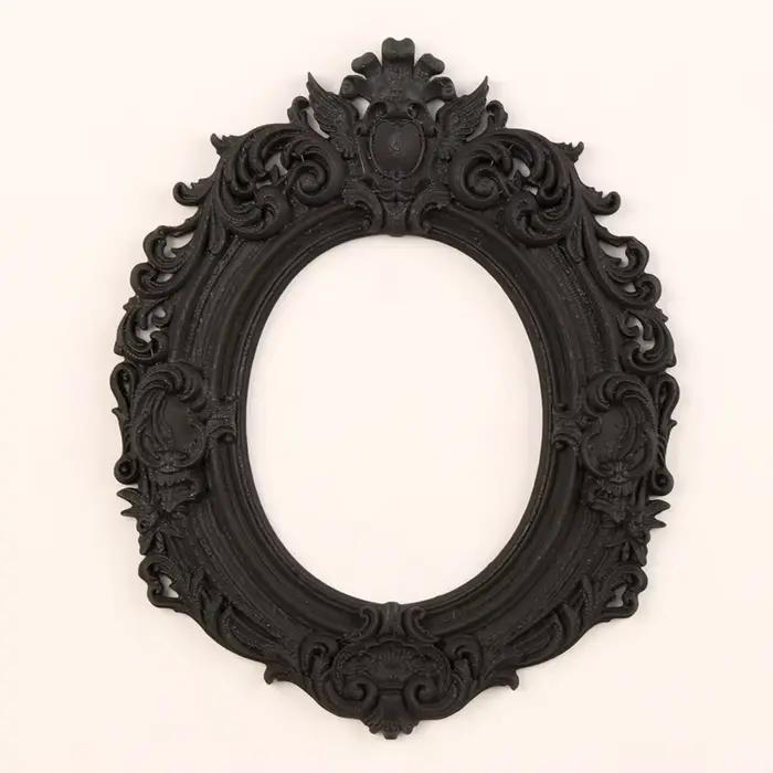 Cadre photo ovale sculpté gothique sombre transfrontalier pour décoration murale rétro à domicile