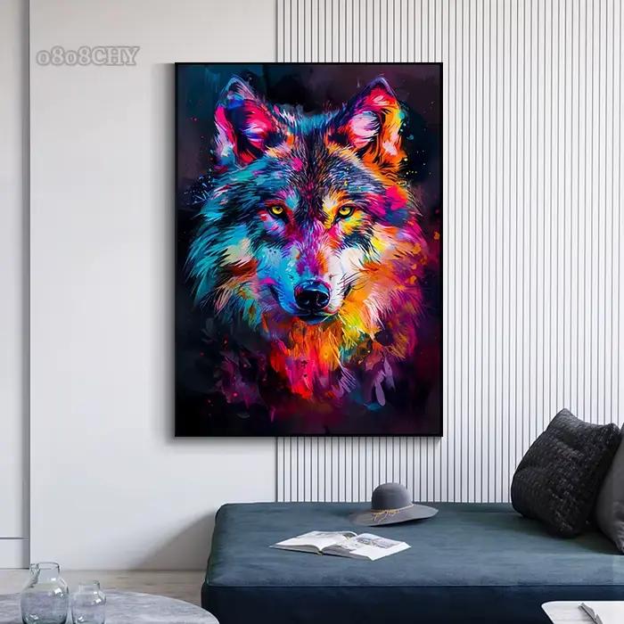 Animaux abstraits chat Lion Graffiti Art toile peinture coloré Animal mur Art affiche imprime photos Cuadros salon décor