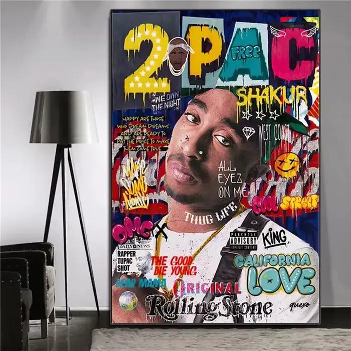 Pop rappeur – toile d'art Graffiti 2PAC, affiches et imprimés de Style Magazine, images murales pour décoration de salon