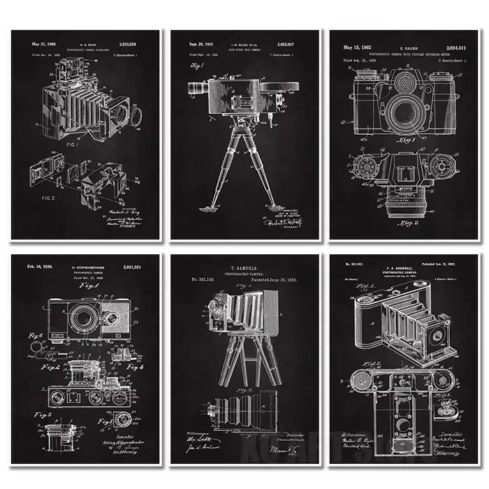 Affiches de plans de photographie de brevet moderne