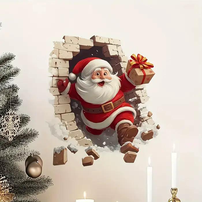 Autocollant mural père noël en vinyle auto-adhésif