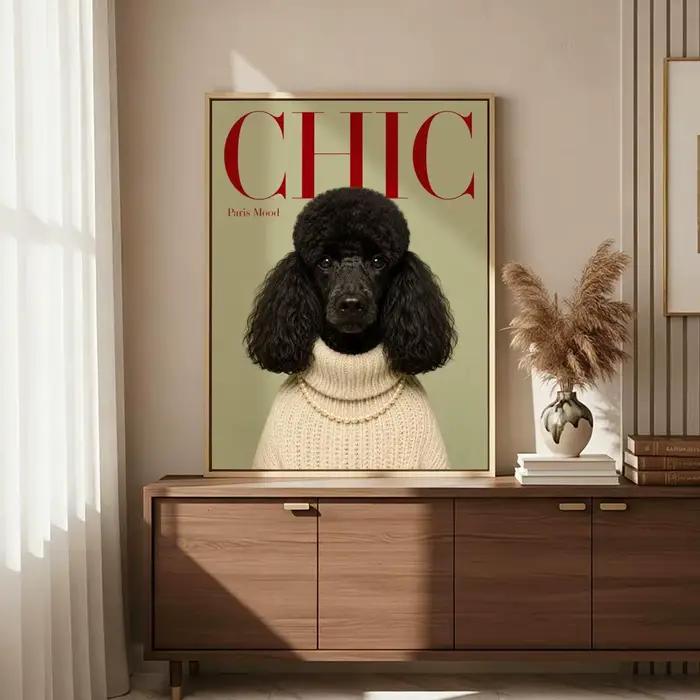 Affiche sur toile de peinture et calligraphie Dogue Fashion
