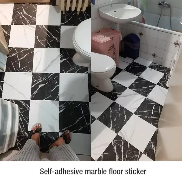 Autocollant de sol en carrelage de marbre épais simulé