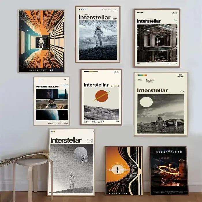 Affiches de film de science-fiction classique interstellaire et peinture sur toile murale