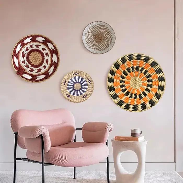 Décoration murale ronde tissée à la main de style marocain