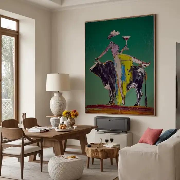 Peinture à l'huile abstraite faite à la main sur toile