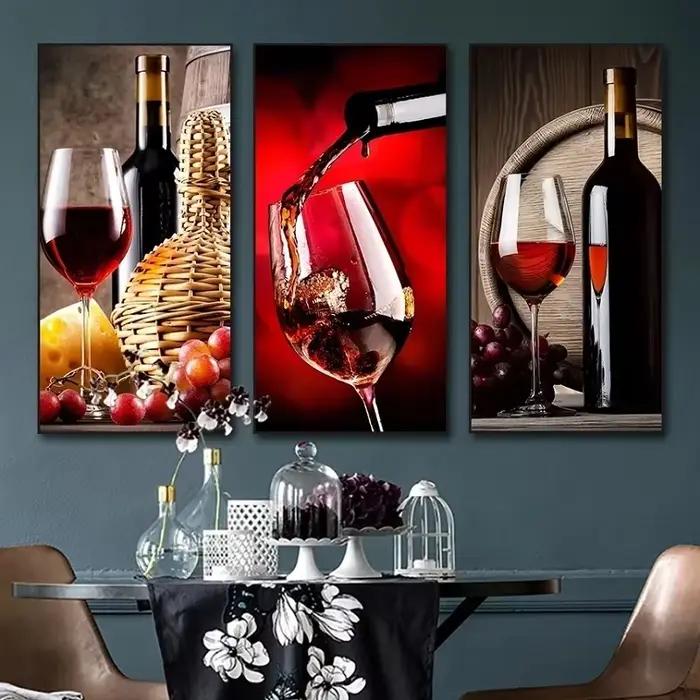 Affiche en toile de verre à vin rouge, cuisine, œuvre d'art européenne Vintage, image murale imprimée, décor de salon, hôtel, chambre à coucher, Restaurant
