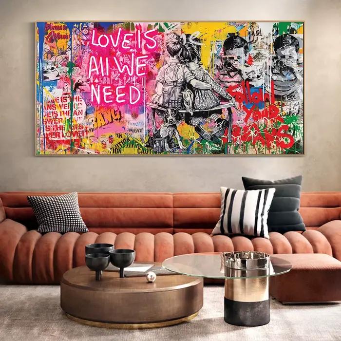LOVE IS ALL WE NEED – peintures artistiques Graffiti imprimées sur toile