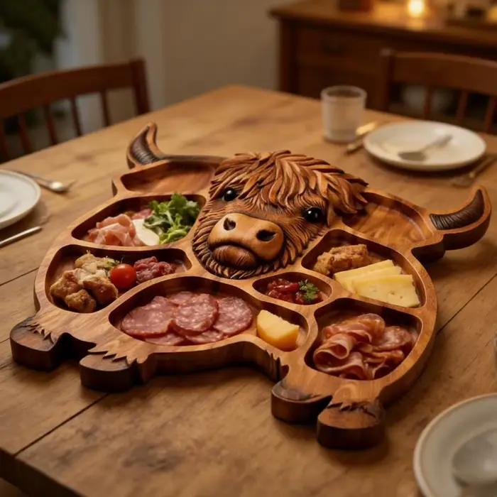 Planche à charcuterie en bois Highland-Cow