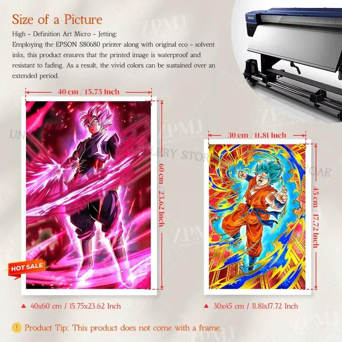Dragon Ball Super Saiyan Rose Goku noir mur Art toile impression peinture décoration de la maison photo sans cadre pour bureau Anime affiche