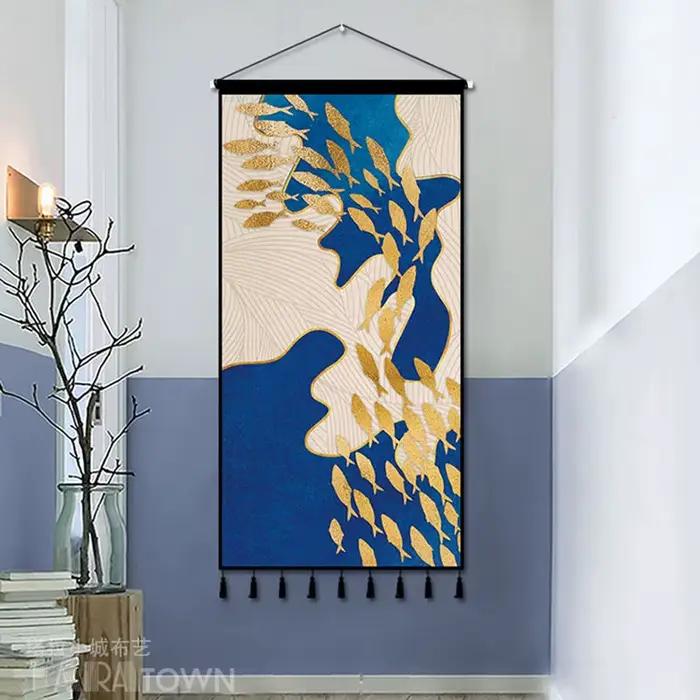Tapisserie de Décoration Murale Suspendue en Tissu de Fond Chinois