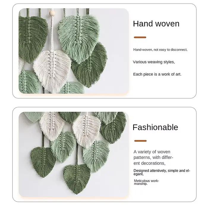 Tapisserie murale en macramé avec cuir chevelu tissé
