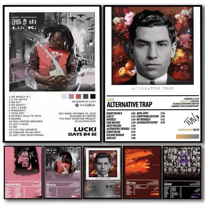 Pop Rap L_LUCKI Album HD lin toile affiche mur Art imprime pour salon chambre bureau décoration de la maison cadeau