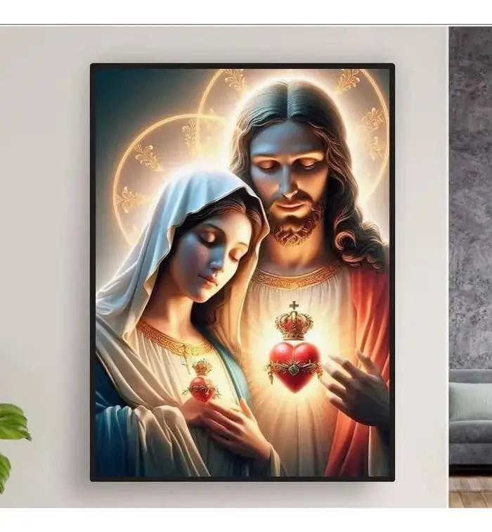 Toile de peinture religieuse chrétienne de jésus et de la vierge marie, cœur sacré, Saint enfant catholique, affiche d'art de jésus, décoration de maison chrétienne