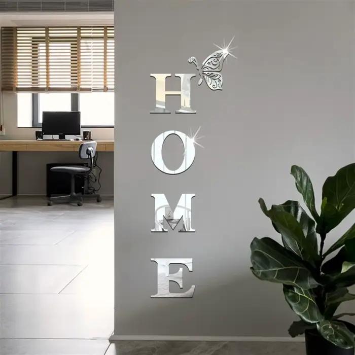 Autocollant mural miroir 3D avec Logo de maison