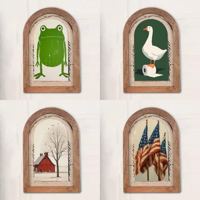 Décoration murale vintage en bois cintrée