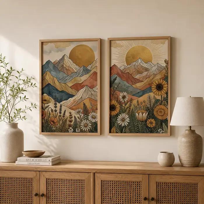 Art mural de paysage bohème