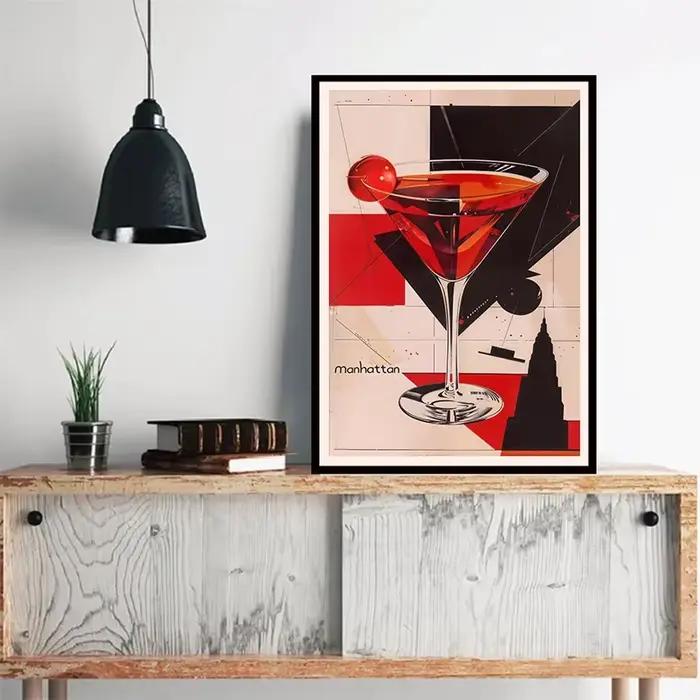 Vintage vin Martini Negroni Martini Cocktail affiche Bar mur rétro toile peinture vin peinture Club boutique décor à la maison cadeaux