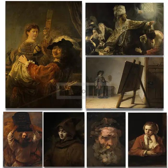 Affiche de peinture sur toile du célèbre peintre baroque néerlandais Rembrandt nous-mêmes