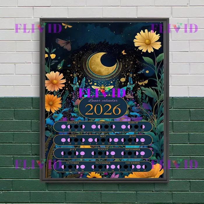 Calendrier de Phase de lune 2026 Art mural