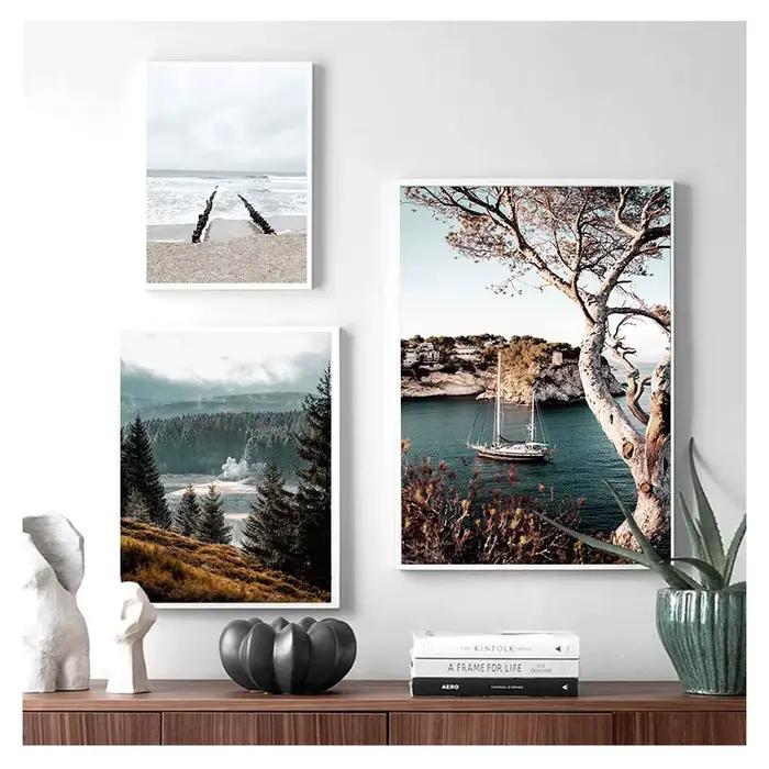 Affiche sur toile de pont de lac de montagne