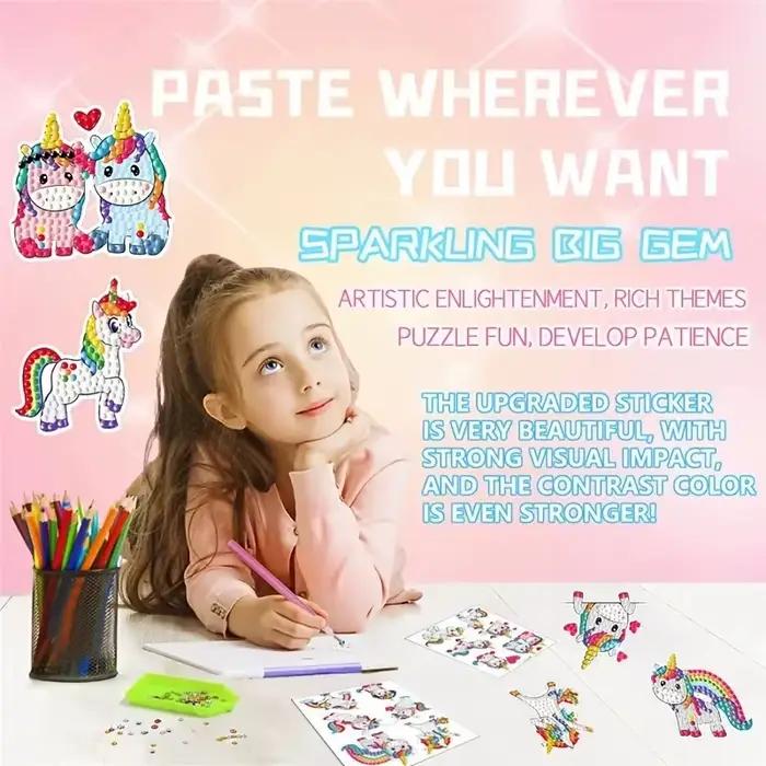 Autocollant de peinture diamant 5D pour enfants, artisanat d'art fait à la main, thème Animal de dessin animé mignon, cadeau pour enfants de 6 à 12 ans