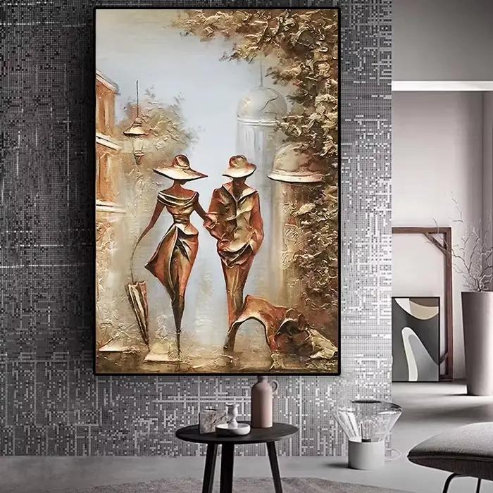 Peinture sur toile abstraite de Couple doré