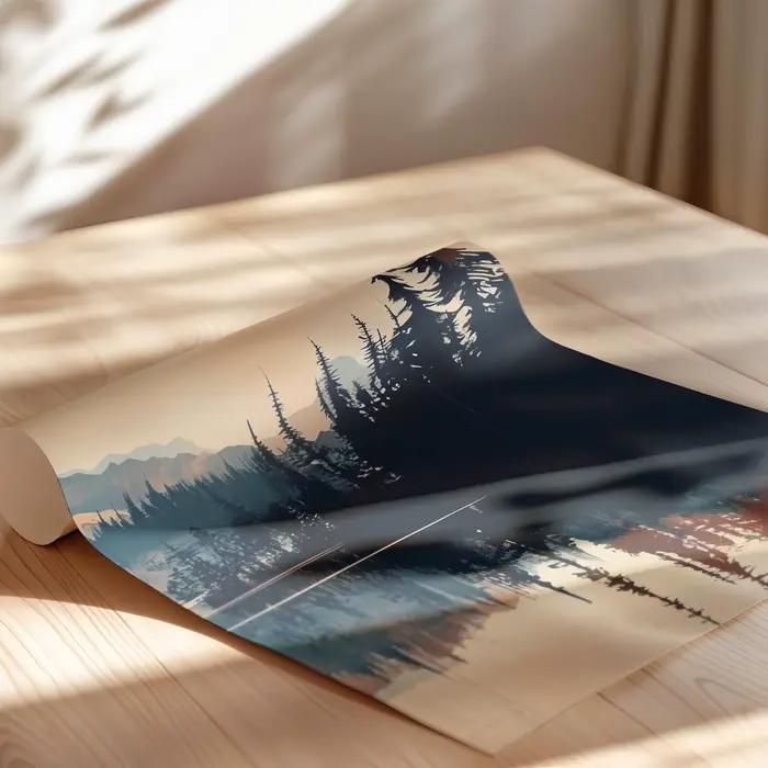 Lot de 3 affiches murales Coucher de soleil sur le Mont Rainier