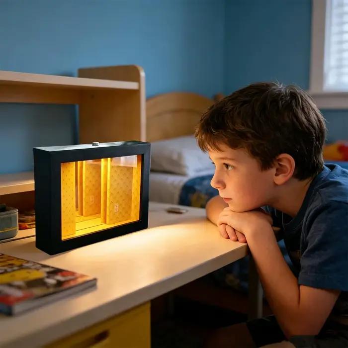 Cadre décoratif lumineux 3D effet miroir abysse pour bureau