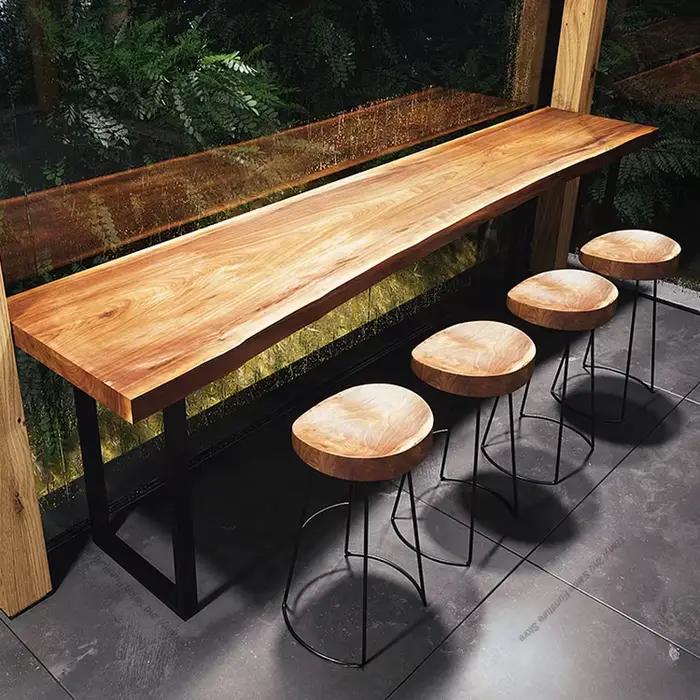 Table de Bar Nordique Originale en Bois Massif, Créateurs, délégations, Mur, Avancé, Saloon, Café, Cheminée, Meubles, Mesa Alta FYBT