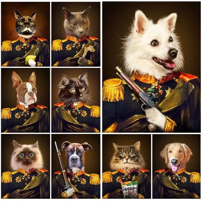 Vintage chien de compagnie général animaux Portraits cadeau drôle mur Art toile peinture mur photos pour salon décor à la maison sans cadre