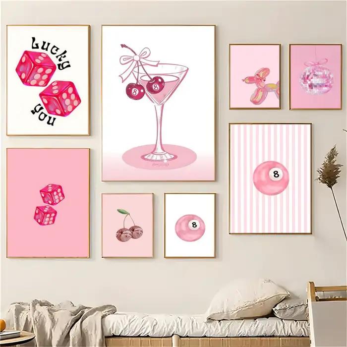 Affiche boule Disco rose