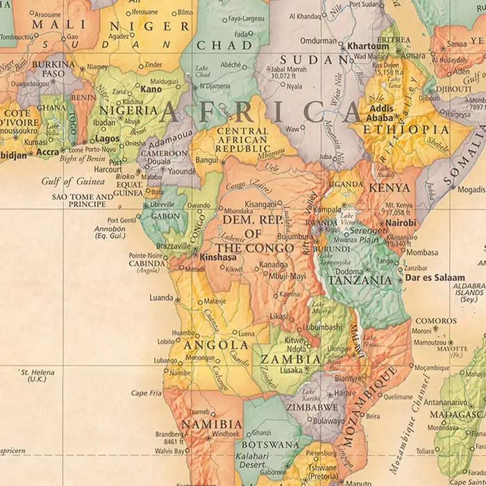 Affiche rétro de la carte du monde