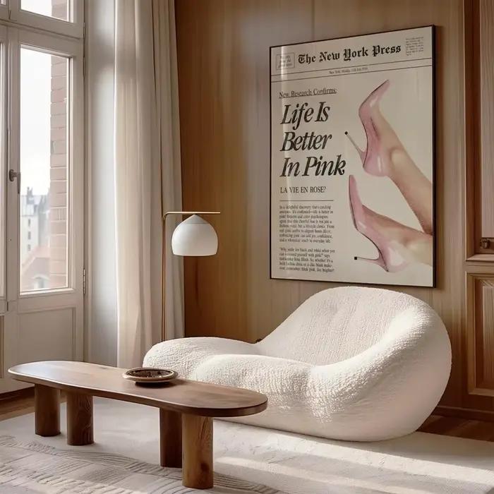 Affiche sur toile rose sans cadre