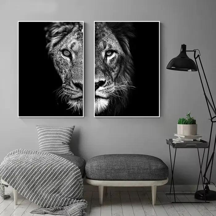 Affiches décoratives modernes du Lion et de la lionne masculine