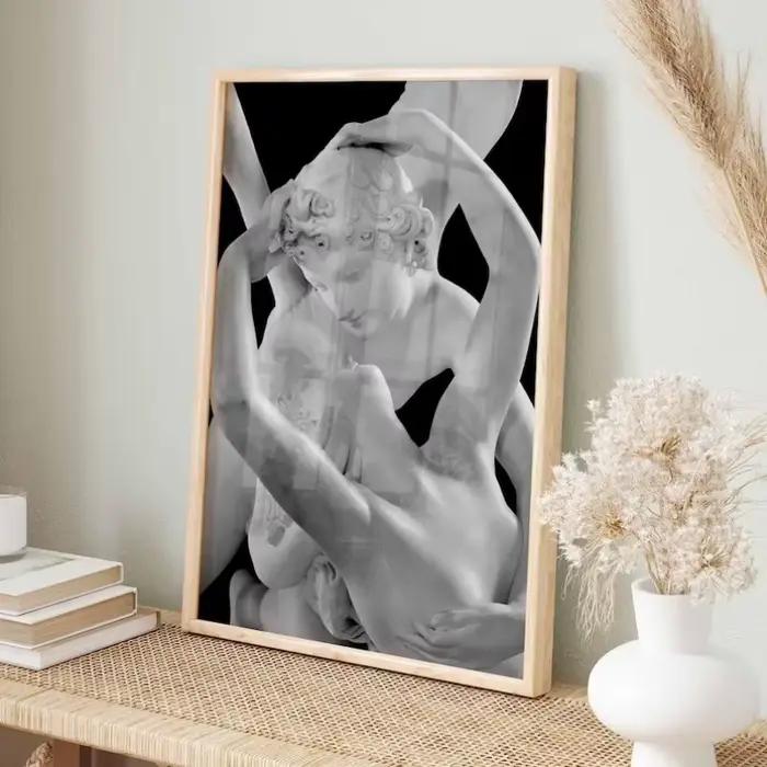 Affiche de sculpture du XIXe siècle en noir et blanc