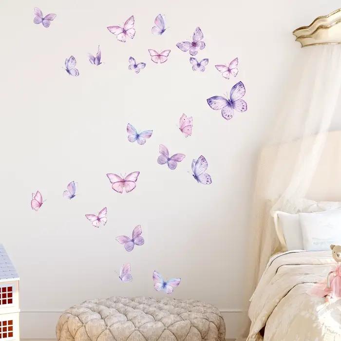 Autocollants muraux romantiques en forme de papillon