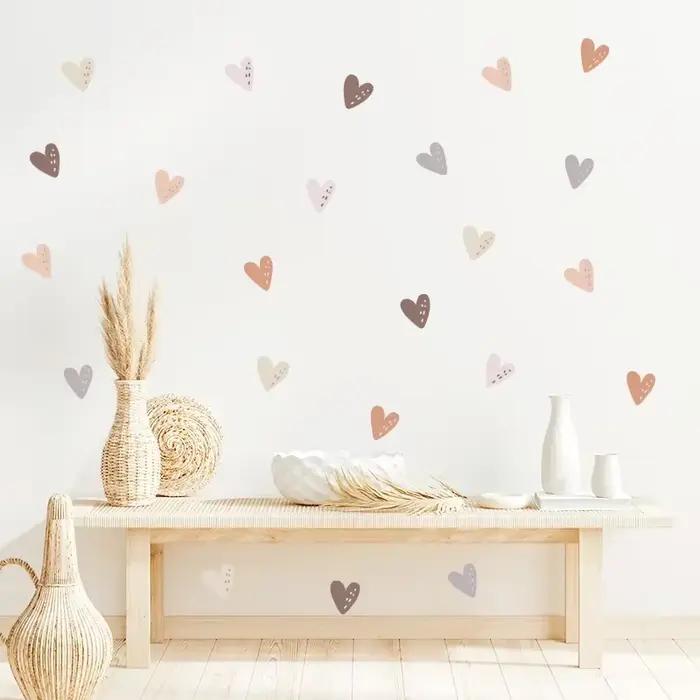 24 pièces coeur autocollant mural pour chambre d'enfants bébé garçon