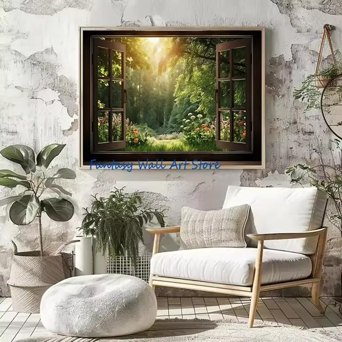 Beau paysage dans la fenêtre