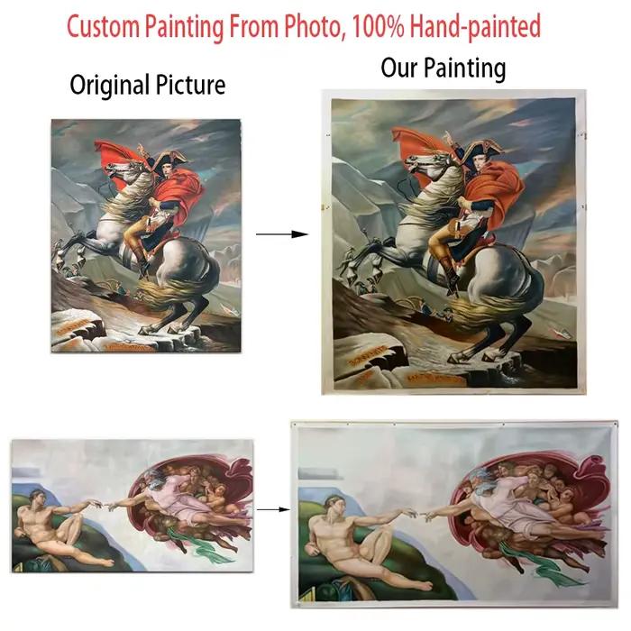 Personnalisez les images sur les peintures murales, peinture à l'huile purement artisanale de haute qualité sur toile, animaux de compagnie, personnages, paysages, portraits