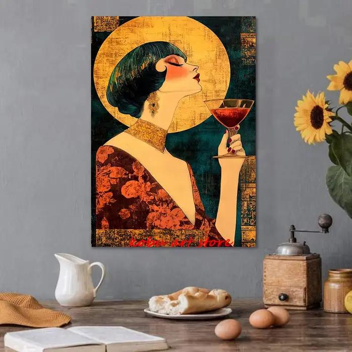 Art mural de style vintage pour salle d'eau