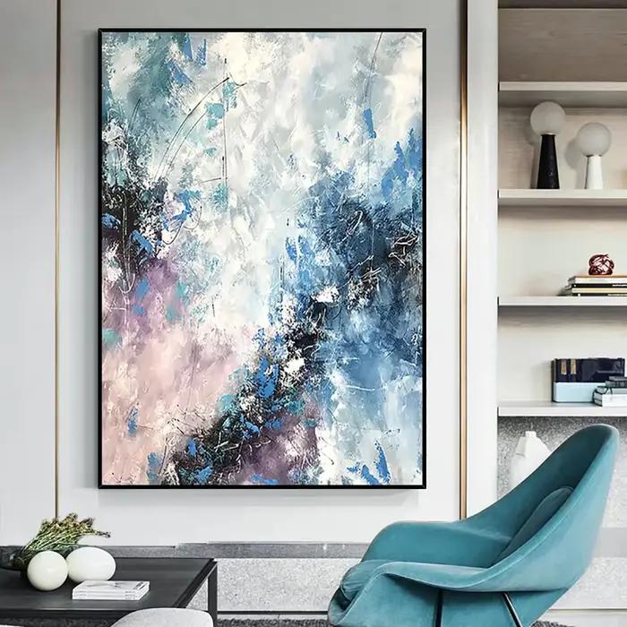 Peinture à l'huile abstraite sur toile faite à la main