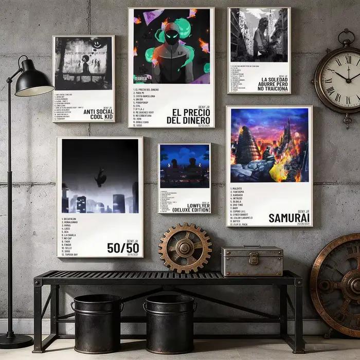 Affiche sur toile de calligraphie et peinture d'album du rappeur B-Beny Jr