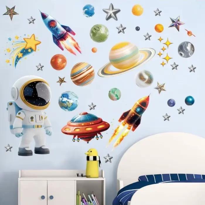 Autocollants muraux pour enfants sur le thème du système solaire