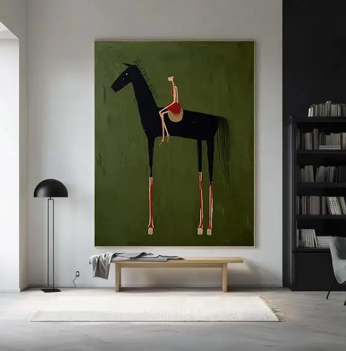 Peinture d'art équestre neutre pour la décoration intérieure