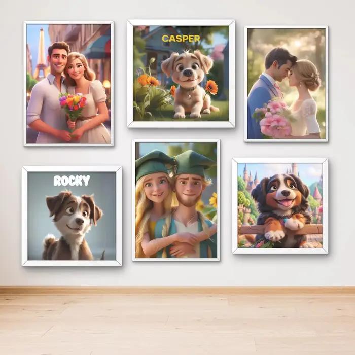 Personnalisation personnalisée style dessin animé impression sur toile affiche portrait photo art
